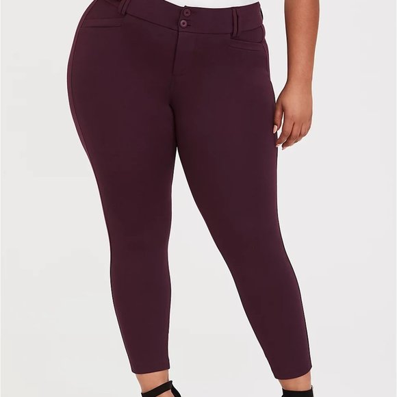 Torrid Premium Ponte Ankle Skinny Pant, Burgundy Purple, size 18 - Picture 1 of 3
